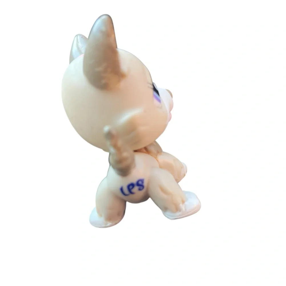 Authentic Littlest Pet Shop LPS #1817 Siberian HUSKY Cream White Dog Purple Eyes
